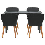 Garden Dining Set with Cushion 5 pcs Black Poly Rattan - Close-Up Angle