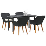 Garden Dining Set with Cushion 5 pcs Black Poly Rattan - Side View