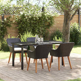 Garden Dining Set with Cushion 5 pcs Black Poly Rattan