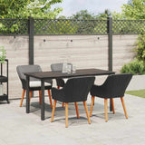 Garden Dining Set with Cushion 5 pcs Black Poly Rattan - Top-Down View