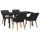 Garden Dining Set with Cushion 5 pcs Black Poly Rattan - Front View