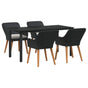 Garden Dining Set 5 pcs Black Poly Rattan