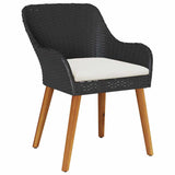 Garden Dining Set with Cushion 5 pcs Black Poly Rattan - Rear View