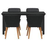 Garden Dining Set with Cushion 5 pcs Black Poly Rattan - Close-Up Angle