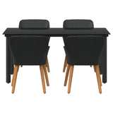 Garden Dining Set 5 pcs Black Poly Rattan