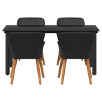 Garden Dining Set 5 pcs Black Poly Rattan