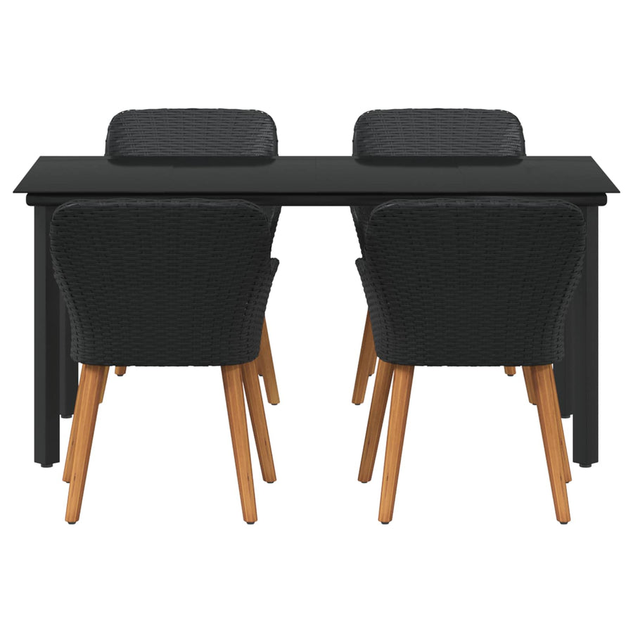 Garden Dining Set 5 pcs Black Poly Rattan