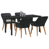Garden Dining Set with Cushion 5 pcs Black Poly Rattan - Side View