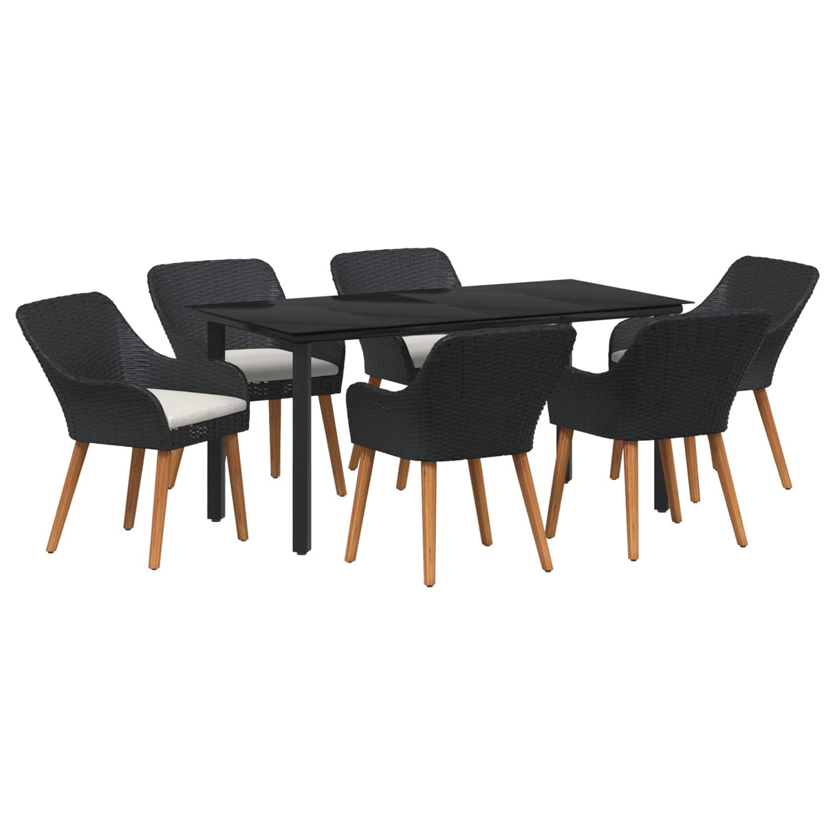 Garden Dining Set 7 pcs Black Poly Rattan