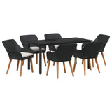 Garden Dining Set 7 pcs Black Poly Rattan