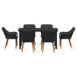 Garden Dining Set 7 pcs Black Poly Rattan