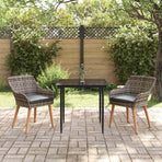 Garden Dining Set 3 pcs Grey Poly Rattan
