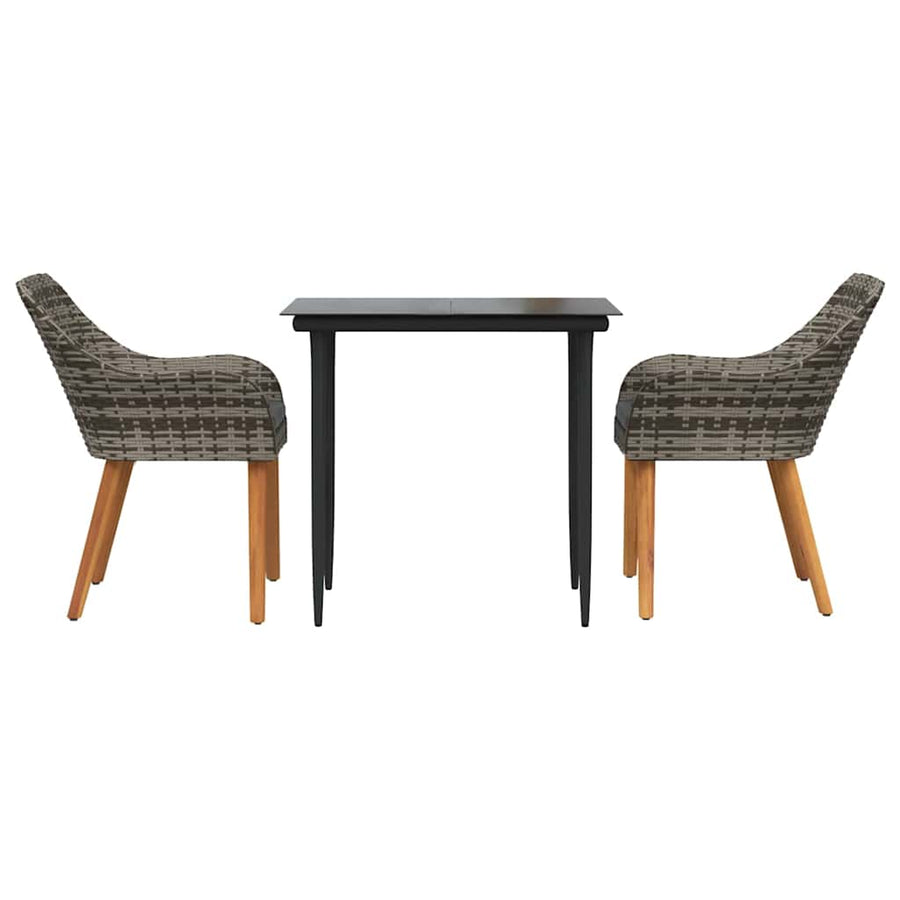 Garden Dining Set 3 pcs Grey Poly Rattan