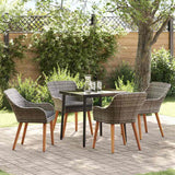 Garden Dining Set with Cushion 5 pcs Grey Poly Rattan