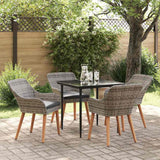 Garden Dining Set with Cushion 5 pcs Grey Poly Rattan - Top-Down View