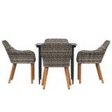 Garden Dining Set with Cushion 5 pcs Grey Poly Rattan - Close-Up Angle