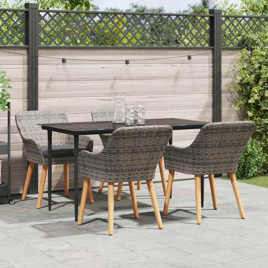 Garden Dining Set 5 pcs Grey Poly Rattan