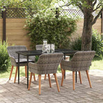 Garden Dining Set 5 pcs Grey Poly Rattan
