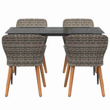 Garden Dining Set with Cushion 5 pcs Grey Poly Rattan - Close-Up Angle