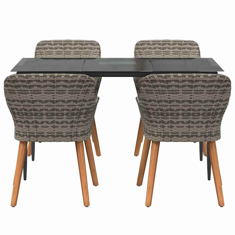 Garden Dining Set 5 pcs Grey Poly Rattan