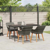 Garden Dining Set with Cushion 5 pcs Grey Poly Rattan - Top-Down View
