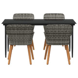 Garden Dining Set with Cushion 5 pcs Grey Poly Rattan - Close-Up Angle
