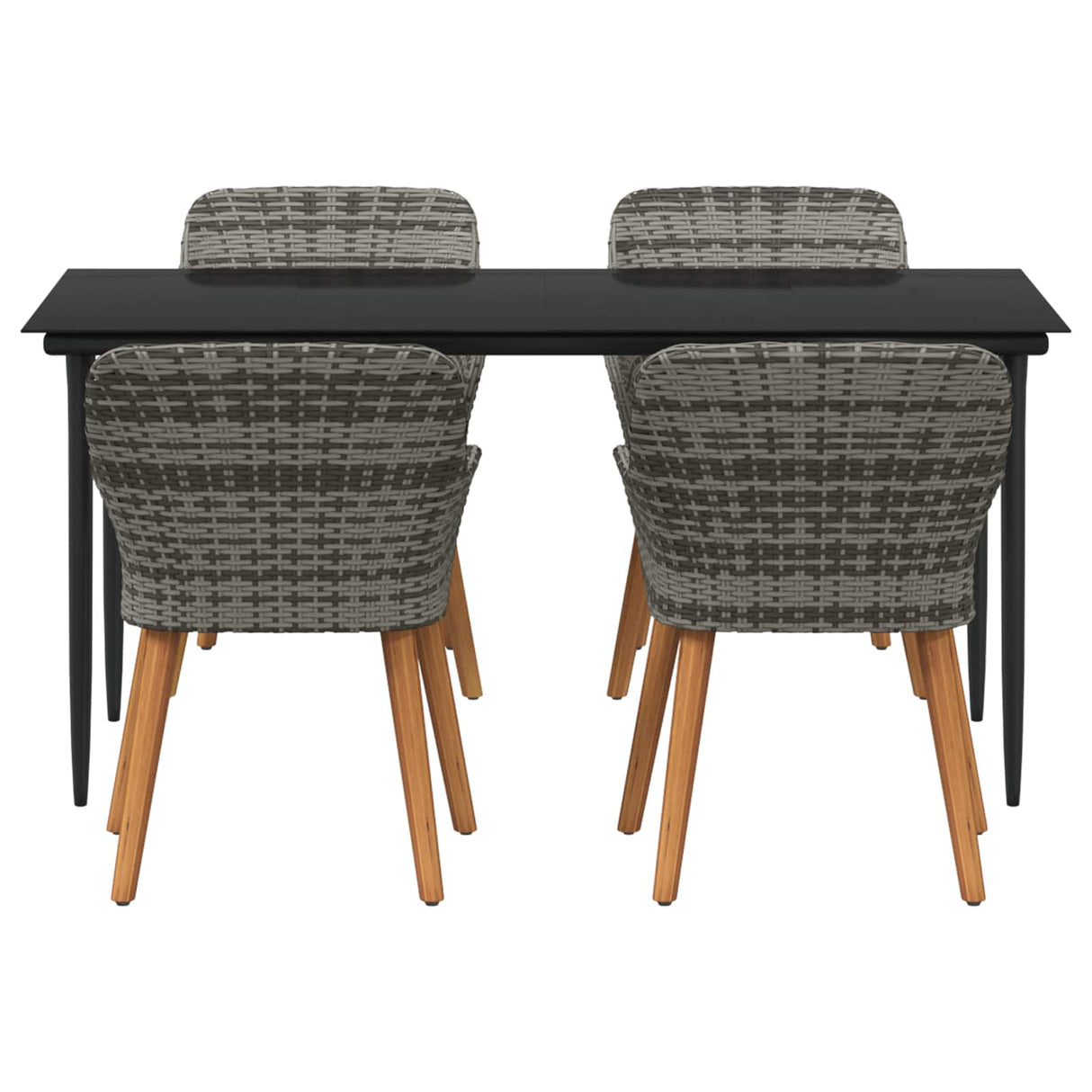 Garden Dining Set with Cushion 5 pcs Grey Poly Rattan