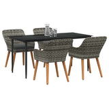 Garden Dining Set with Cushion 5 pcs Grey Poly Rattan - Front View