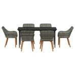Garden Dining Set 7 pcs Grey Poly Rattan