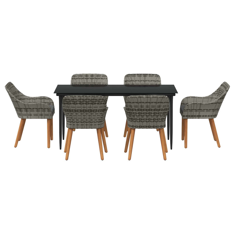 Garden Dining Set 7 pcs Grey Poly Rattan