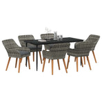Garden Dining Set 7 pcs Grey Poly Rattan