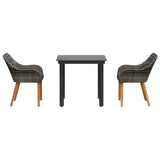Garden Dining Set with Cushion 3 pcs Grey Poly Rattan - Close-Up Angle