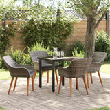 Garden Dining Set with Cushion 5 pcs Grey Poly Rattan