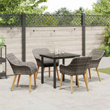 Garden Dining Set with Cushion 5 pcs Grey Poly Rattan - Top-Down View