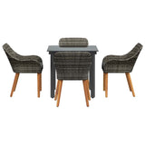 Garden Dining Set with Cushion 5 pcs Grey Poly Rattan - Close-Up Angle