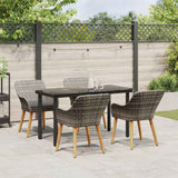 Garden Dining Set with Cushion 5 pcs Grey Poly Rattan - Top-Down View