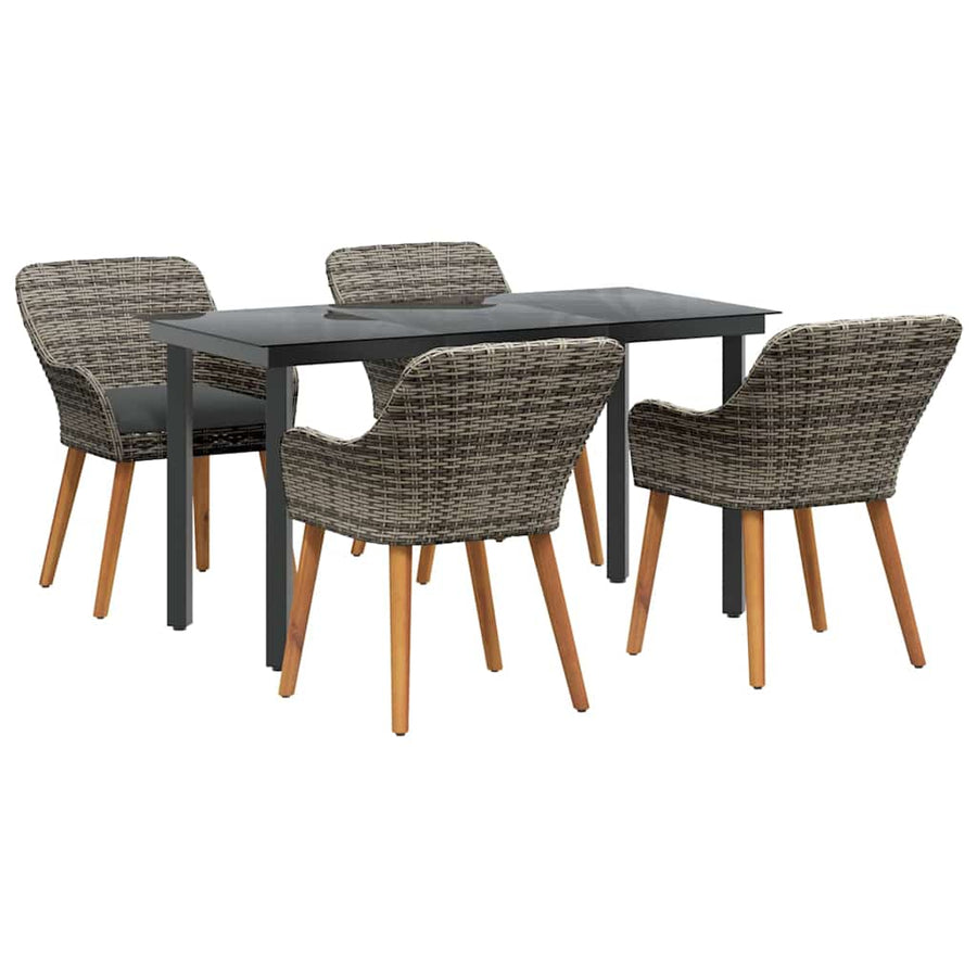 Garden Dining Set 5 pcs Grey Poly Rattan