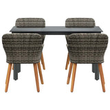 Garden Dining Set 5 pcs Grey Poly Rattan