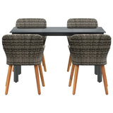 Garden Dining Set with Cushion 5 pcs Grey Poly Rattan - Close-Up Angle