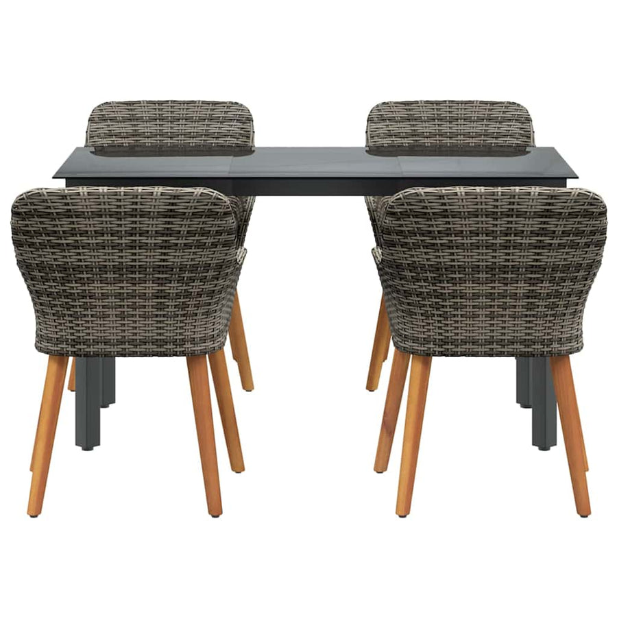 Garden Dining Set 5 pcs Grey Poly Rattan