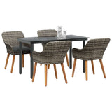 Garden Dining Set 5 pcs Grey Poly Rattan