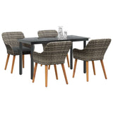 Garden Dining Set with Cushion 5 pcs Grey Poly Rattan - Side View