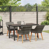 Garden Dining Set with Cushion 5 pcs Grey Poly Rattan - Top-Down View