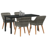 Garden Dining Set with Cushion 5 pcs Grey Poly Rattan - Side View