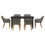 Garden Dining Set with Cushion 7 pcs Grey Poly Rattan
