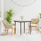 Garden Dining Set 3 pcs Beige Poly Rattan