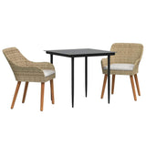 Garden Dining Set 3 pcs Beige Poly Rattan