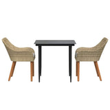 Garden Dining Set 3 pcs Beige Poly Rattan