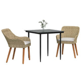 Garden Dining Set 3 pcs Beige Poly Rattan