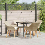 Garden Dining Set 5 pcs Beige Poly Rattan